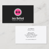 ピンクダンベルロゴ、パーソナルトレーナー、フィットネスジム 名刺 (正面/裏面)