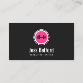 ピンクダンベルロゴ、パーソナルトレーナー、フィットネスジム 名刺