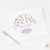 ピンクダークブルー金ゴールドドット赤ちゃんシャワーメッセージカード ラウンドシール (封筒)