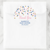 ピンクダークブルー金ゴールドドット赤ちゃんシャワーメッセージカード ラウンドシール (バッグ)