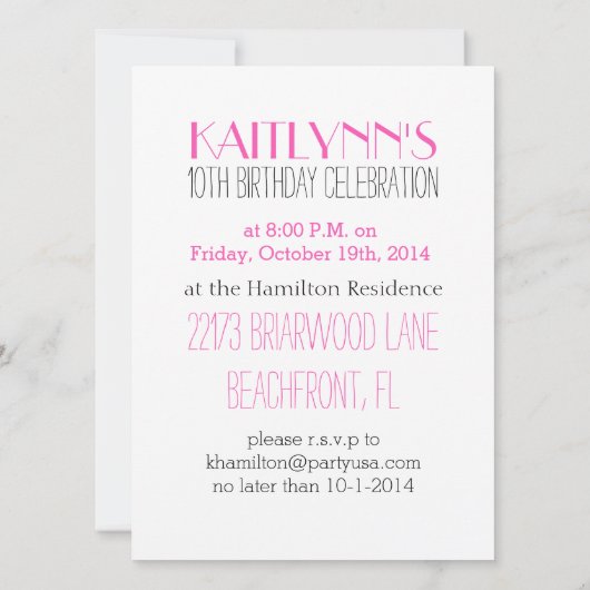 ピンクダ市松模様にイヤモンド体操パーティの招待状 招待状 (裏面)