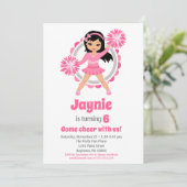 ピンクチアリーダブラックヘアガールズ応援誕生日 招待状 (スタンド正面)