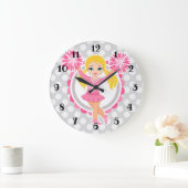 ピンクチアリーダブロンド – かわいい応援 ラージ壁時計 (ホーム)