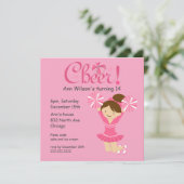 ピンクチアリーダー応援誕生日招待状 招待状 (スタンド正面)