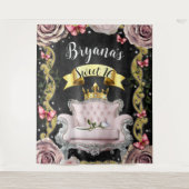 ピンクチェアバラ蝶の写真の背景 タペストリー (正面)