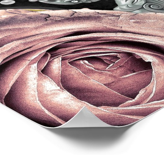 ピンクチェアバラ蝶ウェルカムサインスウィート16 ポスター (角)