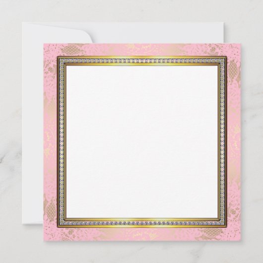 ピンクチェアレース真珠ピンクの金ゴールド赤ちゃんシャワー 招待状 (裏面)