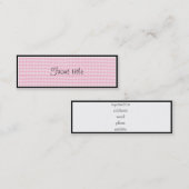 ピンクチェッカーボード生地の背景テンプレート スキニー名刺 (正面/裏面)