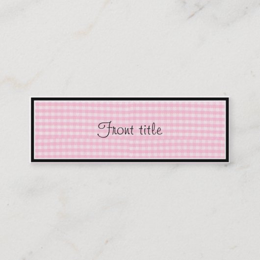 ピンクチェッカーボード生地の背景テンプレート スキニー名刺 (正面)