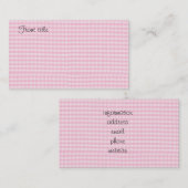 ピンクチェッカーボード生地の背景テンプレート 名刺 (正面/裏面)