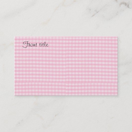 ピンクチェッカーボード生地の背景テンプレート 名刺 (正面)