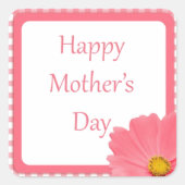 ピンクチェックフローラ母の日 スクエアシール (正面)