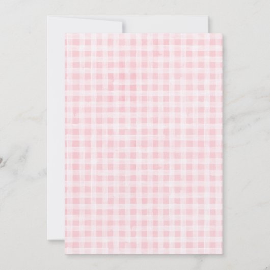 ピンクチェックホース誕生日招待状 招待状 (裏面)