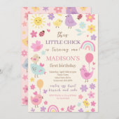 ピンクチキン1st誕生日パーティの招待状 招待状 (正面/裏面)