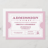 ピンクチケットパーティー招待状 招待状 (正面/裏面)