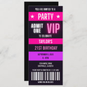 ピンクチケット21st Any Age Birthday Party 招待状 (正面/裏面)