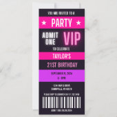 ピンクチケット21st Any Age Birthday Party 招待状 (正面)