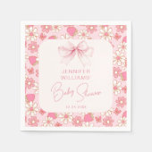 ピンクチックベリースイートボウベビーガールシャワー紙 スタンダードカクテルナプキン (正面)