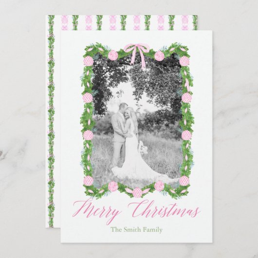 ピンクチノイスリーオーナメントガーランドグランミレアル 招待状 (正面/裏面)