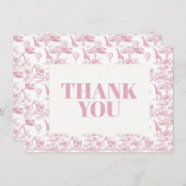 ピンクチノイスリートイレデジュウイ赤ちゃんシャワー サンキューカード (正面/裏面)