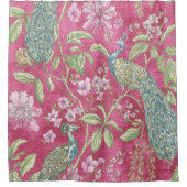 ピンクチノイスリーピーコックフローラ シャワーカーテン (正面)