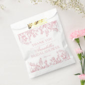 ピンクチノイスリーフローラブライダルシャワーデザート フェイバーバッグ (封をした状態)