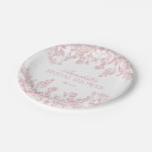 ピンクチノイスリーフローラブライダルシャワーデザート ペーパープレート (アングル)
