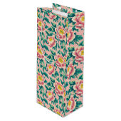 ピンクチノイスリーフローラ ワインギフトバッグ (正面アングル)