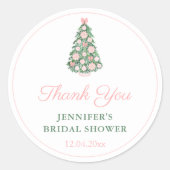 ピンクチノイスリーホリデーズツリーブライダルシャワーの好意 ラウンドシール (正面)