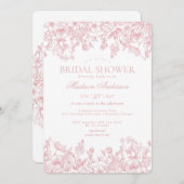ピンクチノイスリーヴィンテージフローラブライダルシャワー 招待状 (正面/裏面)