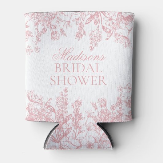 ピンクチノイスリーヴィンテージフローラブライダルシャワー 缶クーラー (正面)