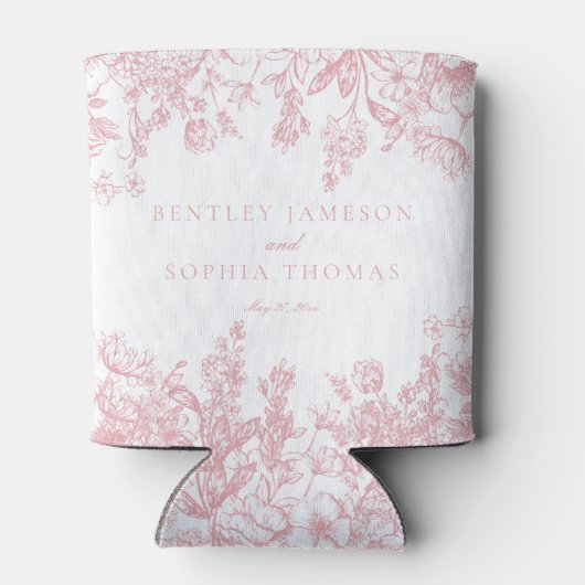 ピンクチノイスリーヴィンテージフローラ結婚式の引き出物 缶クーラー (裏面)