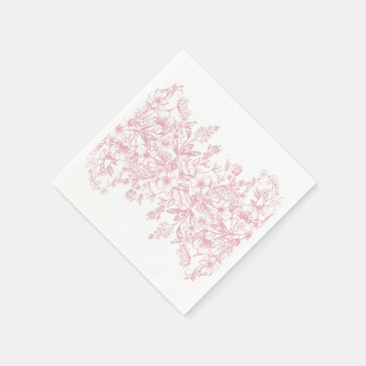 ピンクチノイスリーヴィンテージ結婚フローラのデザート スタンダードカクテルナプキン (角)