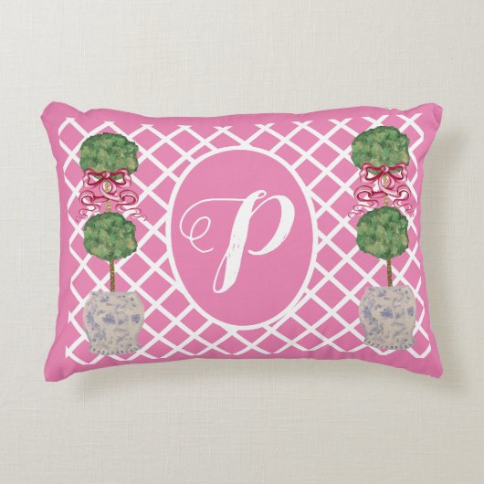 ピンクチノセリージンジャージャージャージャージャーズトピアリーバスケット アクセントクッション (正面)