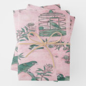 ピンクチノワズリーの鳥の包装紙シート ラッピングペーパーシート (インサイチュ)