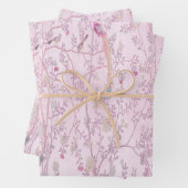 ピンクチノワズリーの鳥の包装紙シート ラッピングペーパーシート (インサイチュ)