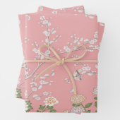 ピンクチノワズリーの鳥の包装紙シート ラッピングペーパーシート (インサイチュ)