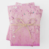 ピンクチノワズリーの鳥の包装紙シート ラッピングペーパーシート (インサイチュ)