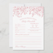 ピンクチノワズリーフローラアドバイス用ベビーカード 招待状 (正面)