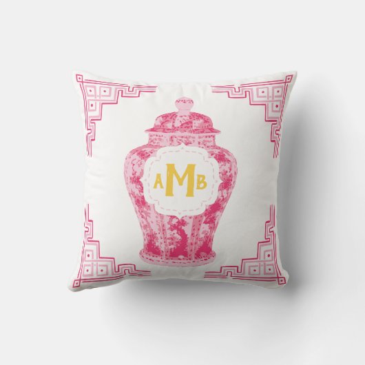 ピンクチノワセリージンジャージャールモノグラム クッション (裏面)