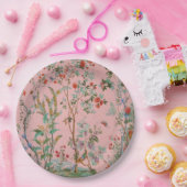 ピンクチノワセリーバードフローラルエレガント ペーパープレート (パーティー)