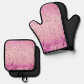 ピンクチノワセリーバードフローラルエレガント 鍋つかみ&鍋敷きセット (正面/裏面)