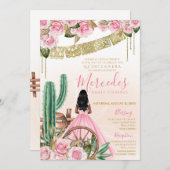 ピンクチャロウェスタンフローラビューティフルカクティカンス 招待状 (正面/裏面)