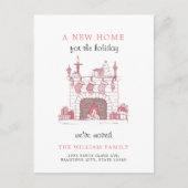 ピンクチャームクリスマスストッキングA新しいホームムービング シーズンポストカード (正面)