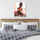 ピンクチュツの黒バレエダンサー キャンバスプリント (インサイチュ (寝室))