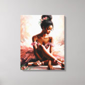 ピンクチュツの黒バレエダンサー キャンバスプリント (正面)