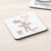 ピンクチュツ小さな女の子飲料用コースター コースター (左側)
