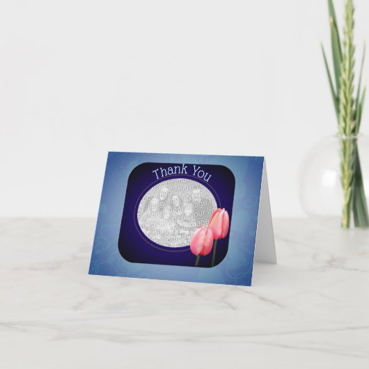 ピンクチューリップありがとうフォトカード サンキューカード (正面)
