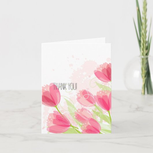 ピンクチューリップありがとう サンキューカード (正面)