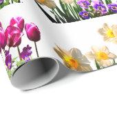 ピンクチューリップとダッフォジルラッピング紙 ラッピングペーパー (ロールコーナー)